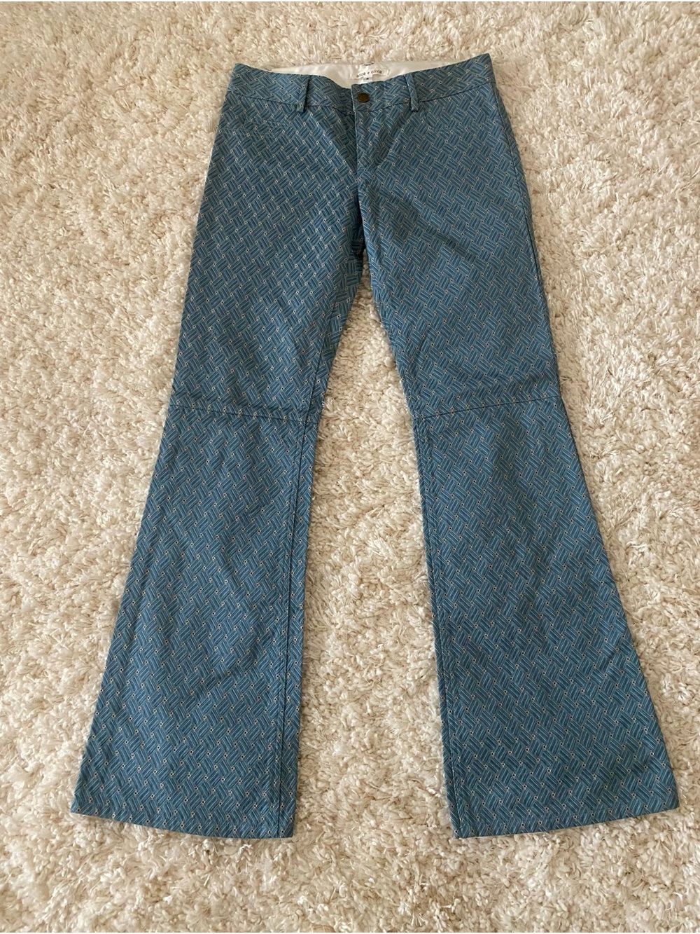 Alice + Olivia Blue Patterned Flared Pants